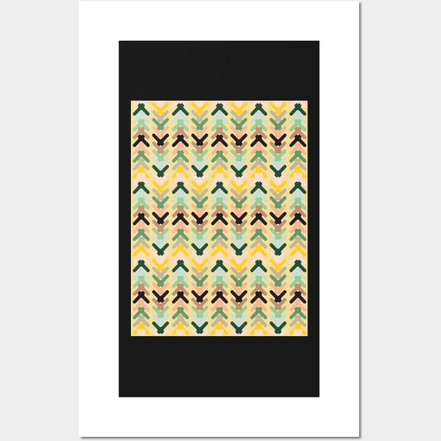 Stylized geo shapes in warm yellows, greens and blues Wall Art by FrancesPoff